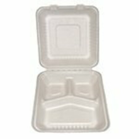 AMERICAREROYAL PrimeWare Hinged Container Molded Fiber 9x9x3 3 comp Deep, 100PK HL-93